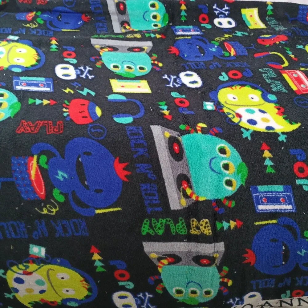 JoAnn Monster Jam Music Fleece Fabric Black Rock Roll DJ 1 Yard x 60